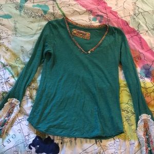 Anthropologie Little Yellow Button Lata Tee XS